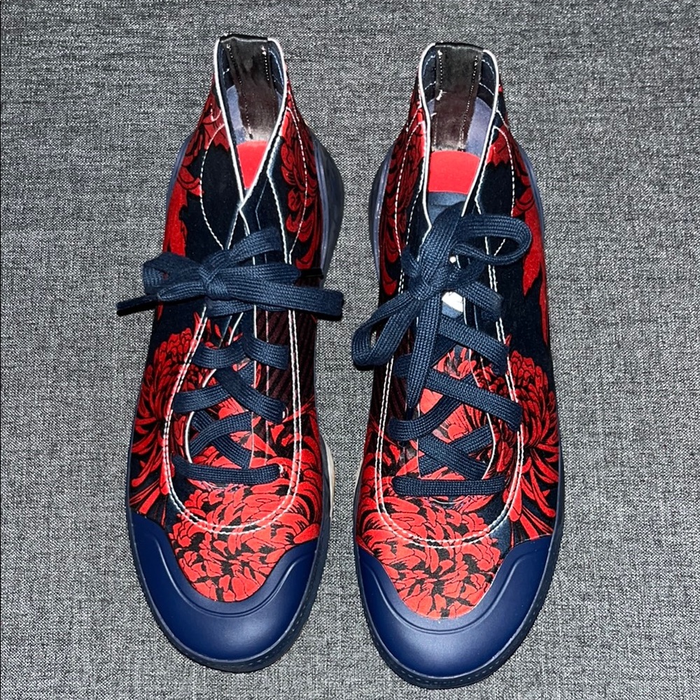 Adidas Stella McCartney Leather Trainers. Women's Red and Blue Athletic Shoes.